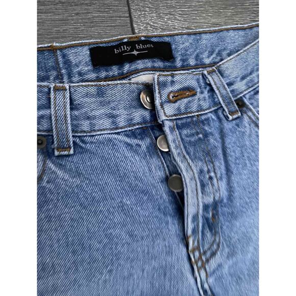 Billy Blues women's cropped jeans blue patches Y2K Size 26 Mid Rise A000167 - Picture 6 of 14